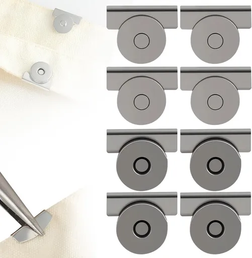Seamless Magnetic Buckle Clasp for Bags, Clothing and DIY Crafts, 2025 New Metal Seamless Magnetic Buckle Purse Clasp, Multifunctional Seamless Snap No Sewing Required Bag Clip (Grey X4)
