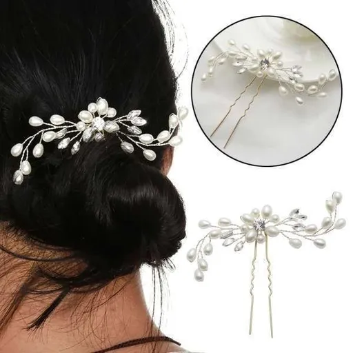White Pearl Flower Wedding Hairpin