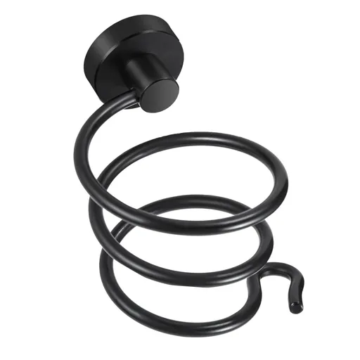Hair Dryer Holder Hairdryer Station Wall Mounted Stand Hanger Rack Blow Spiral Aluminum Construction Black Painted Shelf Storage