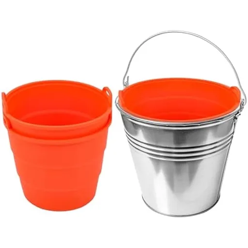 2 Pcs Silicone Barrel Liners,Bucket Liner for Drip Tray Liner for Grease,Bucket for Grease Bucket,Withstand High Temperatures Bucket Liner for Kitchen or Outdoor Grill Clean (Orange)