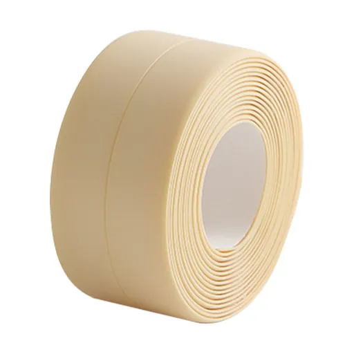 1 Roll PE Self Adhesive Caulk Tape, Mildew Resistant Waterproof Sealing Strip for Baths, Showers, Toilets, Kitchen Benches and Tiles, Beige