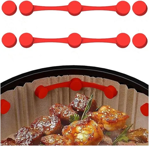 Magnetic silicone strips for airfryers - Airfryer paper holders - High temperature resistant - Set of 2 magnetic silicone fasteners for airfryers to secure parchment paper