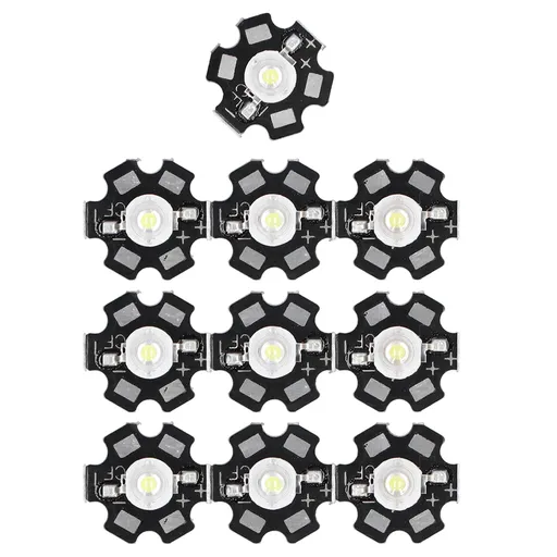 10PCS 1W LED Chip Highlight DIY Light Beads with Aluminum Base 6500k 90lm 20mm White Light