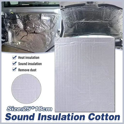 Car Soundproof Cotton Pad 25x18cm Self Adhesive Aluminum Foil Insulation Sheet