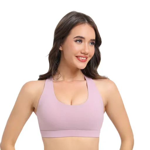 2-Pack Pink High-Support Shockproof Sports Bra(M Size) - Women's Backless Yoga Running Vest with Naked-Feel Comfort (Padded & Wire-Free)