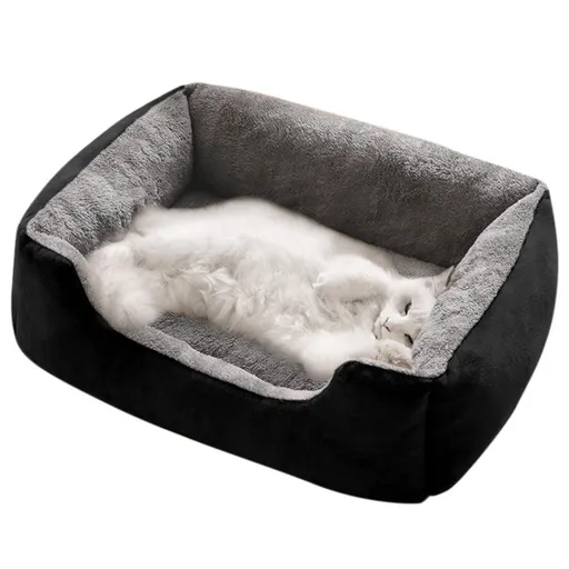 Rectangle Pet Bed for Dogs Cats Beds Warming Soft Calming Sleeping Puppy Bed Black - L