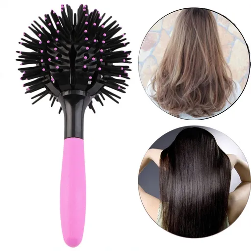 3D Round Hair Brushes for Women Blow Drying Detangling Hairbrush 360 Degree Styling Hair Brush for Thick Curly Circle Hair Comb