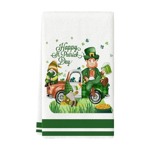1 Piece Shamrock Kitchen Towel, St Patricks Day Decorative Dish Cloth for Kitchen Bathroom and Home, 15 x 24 in