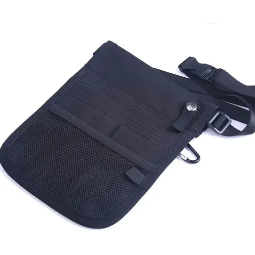 Nurse Pouch Waist Bag Medical Tool Organizer Pocket Belt with Keyring - Navy Blue
