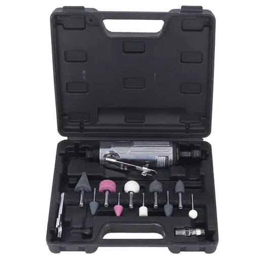 1/4in Air Die Grinder Kit Portable Pneumatic Polishing Grinding Machine Straight Handle 22000RPM