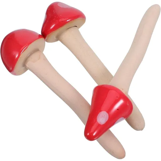 3pcs Ceramic Mushroom Figurine Flowerpot Statue for Garden Decor, Red, Whimsical Scene Ornament, Natural Style, Delicate Details for Indoor Layout