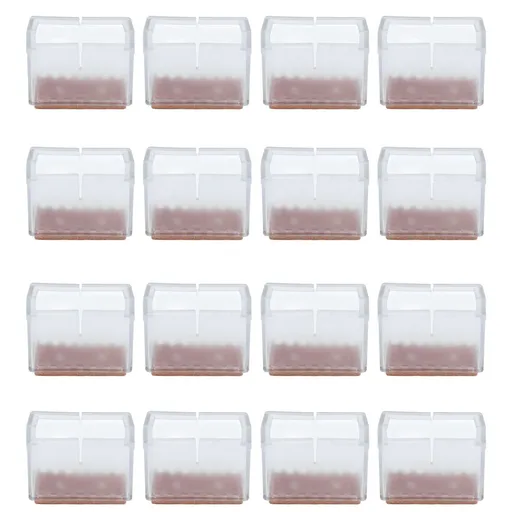 16pcs Square Silicone Chair Leg Protectors Elastic Good Mute Effect Furniture Leg Cover for Hardwood Floors
