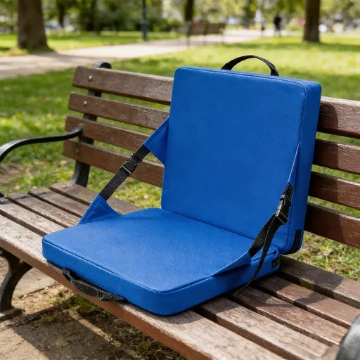 Portable Stadium Seat Cushion | Foldable Bleacher Pad with Handle for Outdoor Camping Picnics Boats | Water-Resistant Blue Cloth