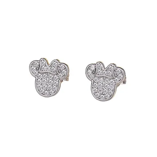 Cute Mouse Girls Clear Crystal Earrings Iced Out Cute Lady's Gift Accessory - White