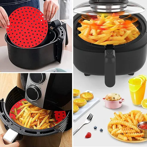 Reusable Silicone Air Fryer Liners 20cm (2 Pack, Round) -Non Stick Easy Clean Air Fryer Liners Reusable Mats Accessories