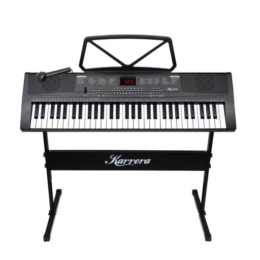 Karrera 61-Key Electronic Piano Keyboard with Stand - Portable Digital Music Instrument for Beginners Black