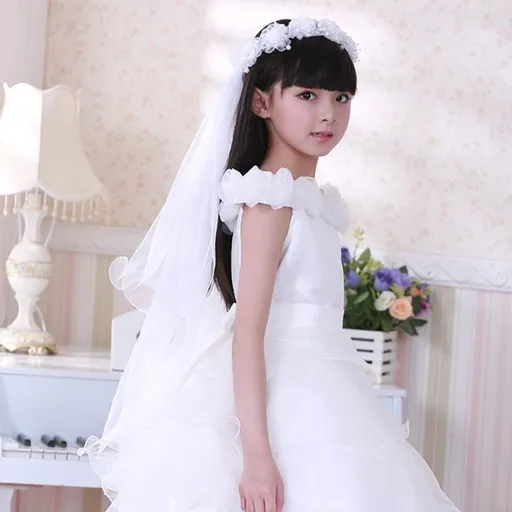 White Tulle Wedding Veil with Headband for Flower Girls, Elegant Bridal Accessory, Perfect for Weddings and Special Occasions