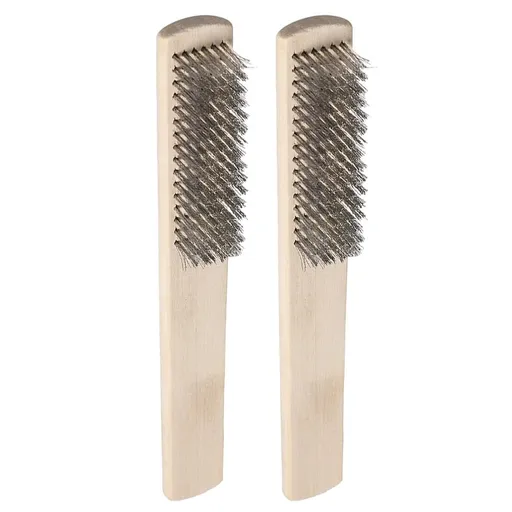 2-Piece Stainless Steel Wire Scrub Brush Set with Ergonomic Grip for Heavy Duty Cleaning and Scrubbing Tasks