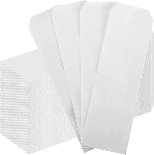 1000 Pieces White Silverware Bags Churro 3 x 10 Inch Kraft Sleeves Paper Utensil for Kitchen Cutlery Oilproof Pretzel Rod Cookies Bakery Treats -