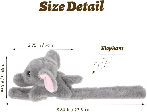 Animal Slap Bracelet Elephant Slap Bracelet Plush Stuffed Animal Hugger Snap Wrist Band for Kids Birthday Party Gifts
