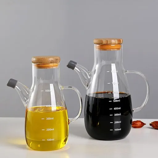 800 Ml Heat-resistant Oil Pot Dispenser ttle Measure Olive