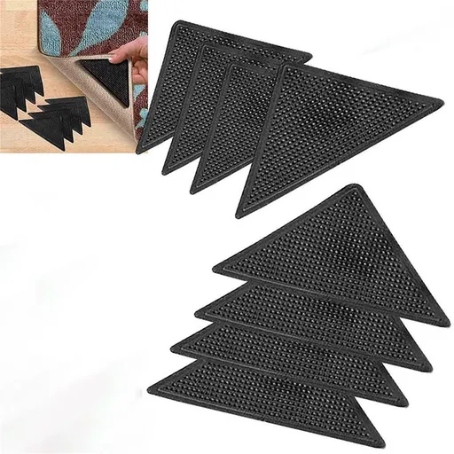 Heavy Duty Non-Slip Reusable Rug Corner Pads - Double-Sided Adhesive Pad for Corners and Sides on Hardwood Floors, Area Rugs - Keep Your Rug in Place (Pack of 8)