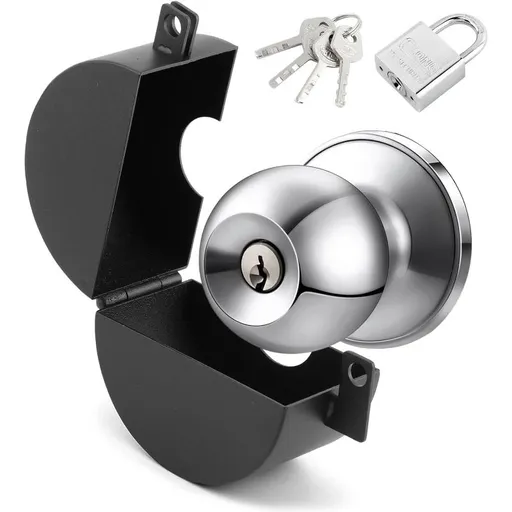 Child Proof Door Knob Covers with Padlock | Prevents Turning of Doorknob and Access to Keyhole, Suitable for Faucets/Valves, Color:B