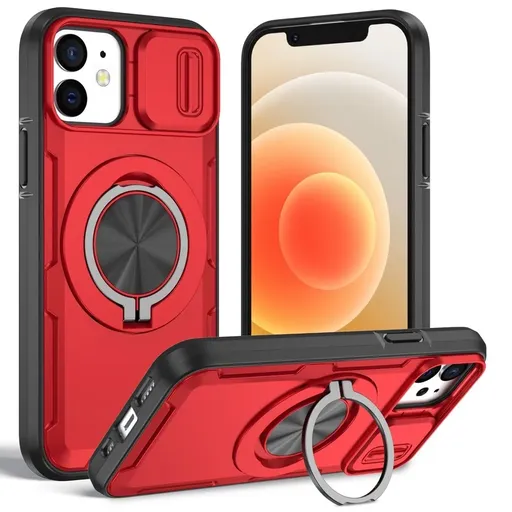 2-in-1 Magnetic Sliding Lens Case, Red for iPhone 12