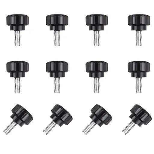 12 pieces M4 x 10 mm knurled thumb screws - display screws - mounting screws - carbon steel clamp knobs - grip thumb screws - mounting thumb screws