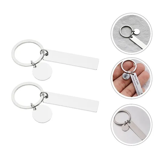 DIY Metal Keychains Stainless Steel Unfinished Tags for Custom Projects 2Pcs