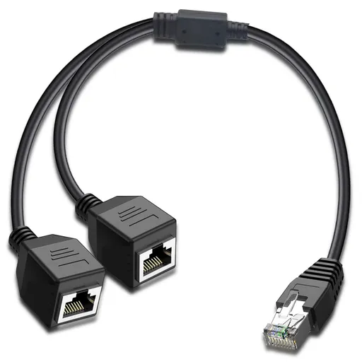 RJ45 Network 1 to 2 Port Ethernet Adapter Splitter, RJ45 1 Male to 2 Female LAN Ethernet Splitter Adapter Ethernet Socket