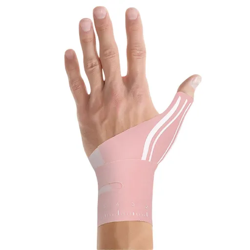 Thumb Stabilizing Wrist Support Wrap, Adjustable Non-Slip Compression Wrist Brace with Breathable Fabric for Cycling, Rock Climbing and Sports - Pink Left Hand