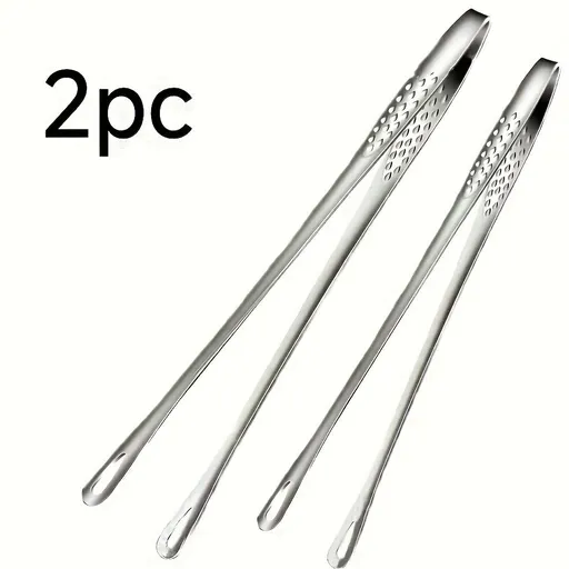 1pc/2pcs Stainless Steel Multifunctional Clips for Barbecue, Bread & Ice, Durable Kitchen Tools for Restaurant & Family 2pcs 24CM+28CM