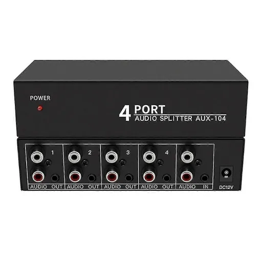 1 In 4 Out RCA Stereo Audio Splitter for PC/DVD