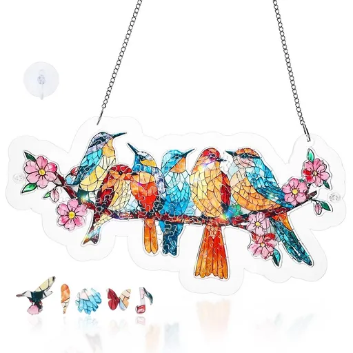 Acrylic Puzzle Suncatcher for Adult Unique Irregular Bird Sun Catcher Puzzle DIY SunCatcher Window Hanging Home Decor Present for Family and Friend