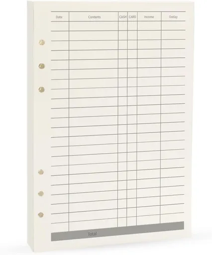 Notebook Refill A5 - Ring Binder Paper 6 Holes - Agenda Refill - Bullet Journal Paper - Refillable Notepad - Writing Paper - Planner Inserts - Office Supplies - School Supplies - Keeping Track of Finances -Budget Planner - White - 5 Pieces