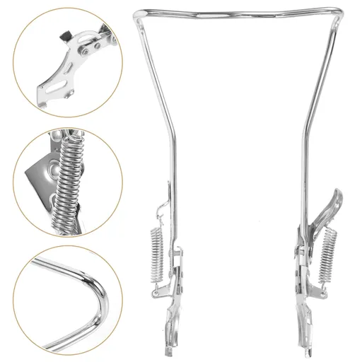 1Set Steel Silver Double Legged Bike Kickstand for Stable Support Non Slip Feet Quick Adjustment 14.6x10x0.4in
