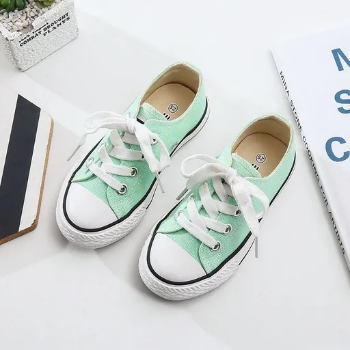 OPOEE Kids Canvas Shoes Low Top Lace Up Light green 29