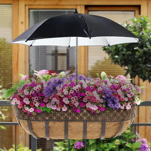 Adjustable Plant Umbrella, Sun Protection Shade Cover for Outdoor Potted Plants, Garden Umbrella with Metal Pole for Flower Beds, Yellow