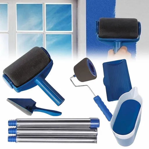 Paint Roller Set (Wall Painting Kit, Flocked Roller), Reusable Paint Roller Kit, With Tray, For Walls & Edges, No Mess