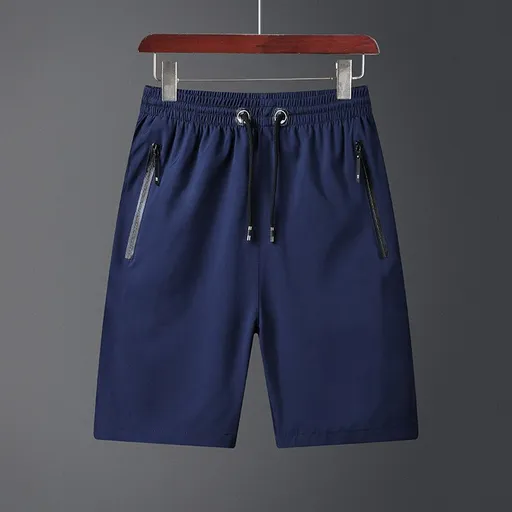 Men Summer Casual Shorts Straight Polyester Blue 4XL