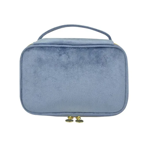 Velvet Makeup Storage Bag Multipurpose Travel Case Light blue