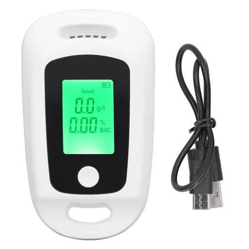 Alcohol Detector USB Rechargeable High Accuracy Portable Breath Alcohol Tester with LCD Screen White