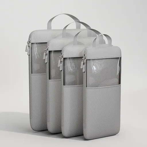 Mu Family Travel Storage Bag Portable Compressible Cube Grey Four-piece set [small + medium + large + extra large]