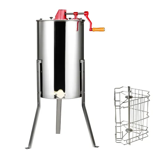 Manual Honey Extractor, 2/4 Frames Honey Spinner Extractor, Stainless Steel Beekeeping Extraction, Honeycomb Drum Spinner with Lid, Apiary Centrifuge Equipment with Height Adjustable Stand