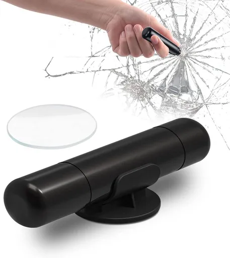 2-in-1 Emergency Car Hammer - Seatbelt Cutter and Window Breaker - Black