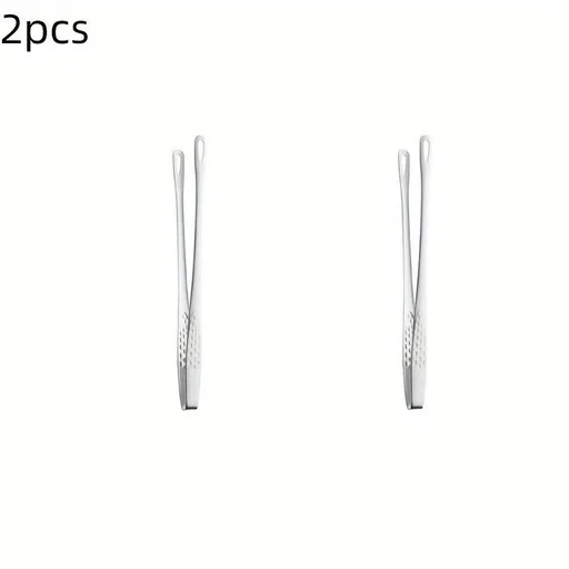 2pcs Stainless Steel Multifunctional Serving Tongs for Barbecue, Fruit, Bread, Steak, Salad & Dessert, Kitchen Buffet Tools Silvery