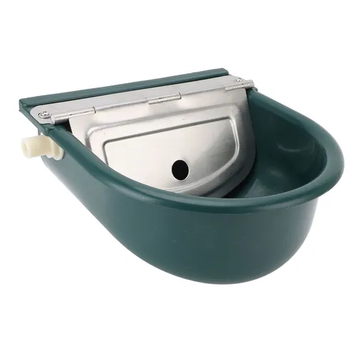 Livestock Water Bowl Automatic Supply Plastic Iron Lid Green for Cattle Sheep Horse