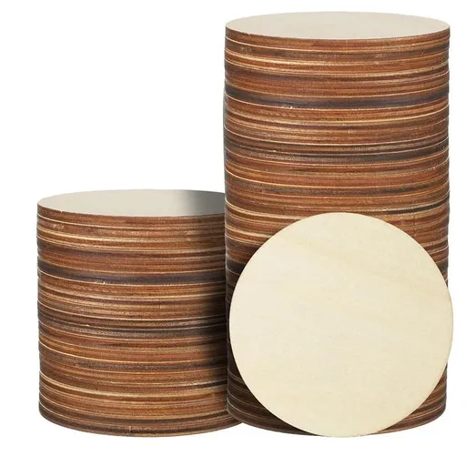 36 Pcs 4 Inch Wood Circles Unfinished Round Wooden Discs Blank Rounds Natural Cutouts Slices
