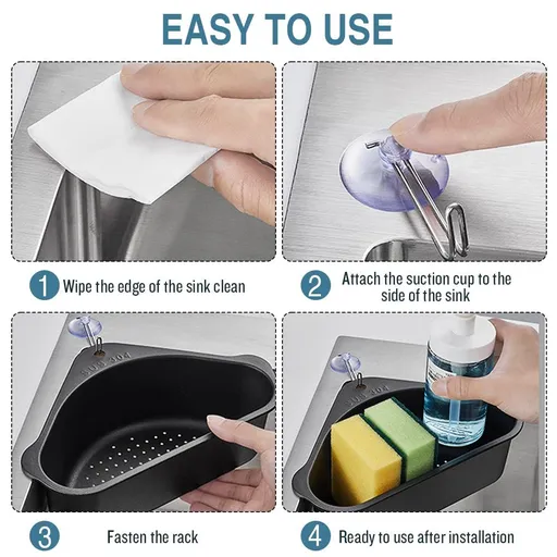 Stainless Steel Sink Strainer Basket, Triangle Sink Drainer Basket for Sink Food Strainer or Storage Rack for Kitchen, Bathroom
